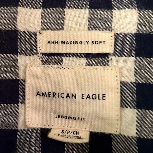 American Eagle Gingham Peplum Babydoll Long Sleeve Top.  Size Small. - Picture 10 of 11